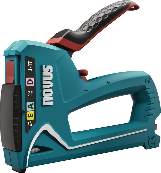 NOVUS Handtacker J-17 dual worker mit ABS-Kunststoffgehäuse und Softgrip-Hebel