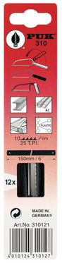 PUK Metallsägeblatt 150 mm ZpZ 25, 12 Stück pro Karte, wellgeschränkt, spezialgehärtet