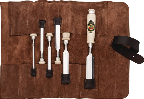 KIRSCHEN Stechbeitelsatz 6-teilig 6-26 mm Weißbuchenheft mit Ledertasche
