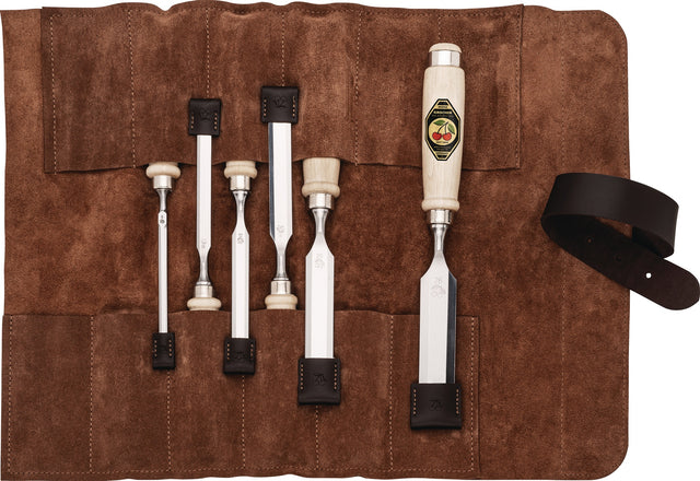 KIRSCHEN Stechbeitelsatz 6-teilig 6-26 mm Weißbuchenheft mit Ledertasche