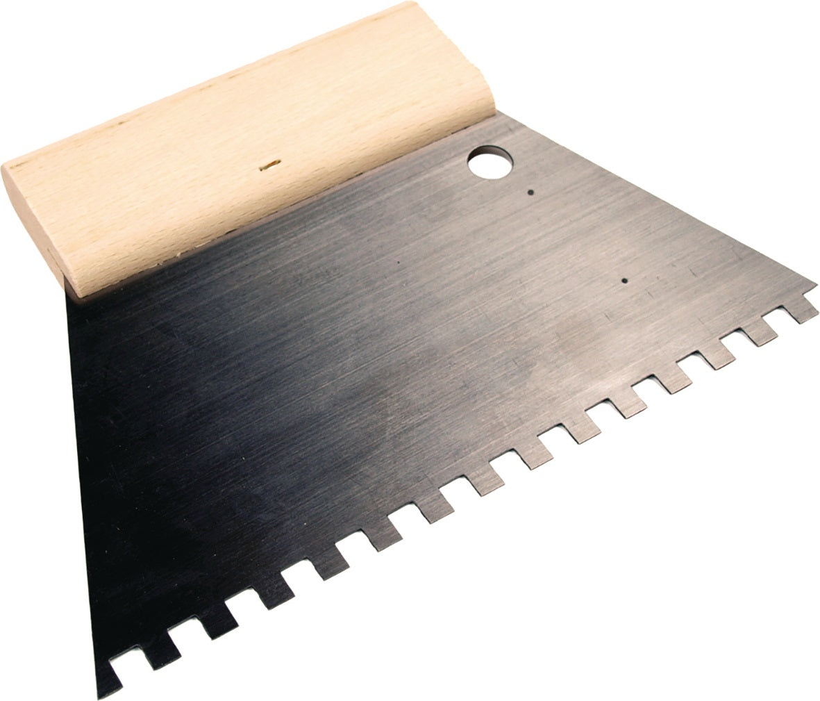 HAROMAC Kleberspachtel 128x180 mm Zahnung 6x6 mm – Rostfreier Edelstahl C2 mit Buchenholzgriff
