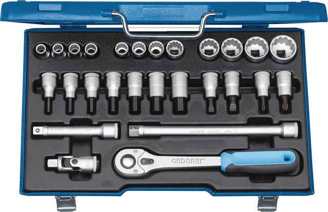GEDORE Steckschlüsselsatz D 19 IMU-10, 27-teilig, 1/2 Zoll, SW 10-30 mm, 12-Kant, 32 Zähne