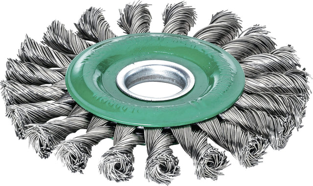 LESSMANN Zopfrundbürste Ø115 mm, 0,5 mm VA-Draht, 22,2 mm Bohrung, 12.500 min-¹