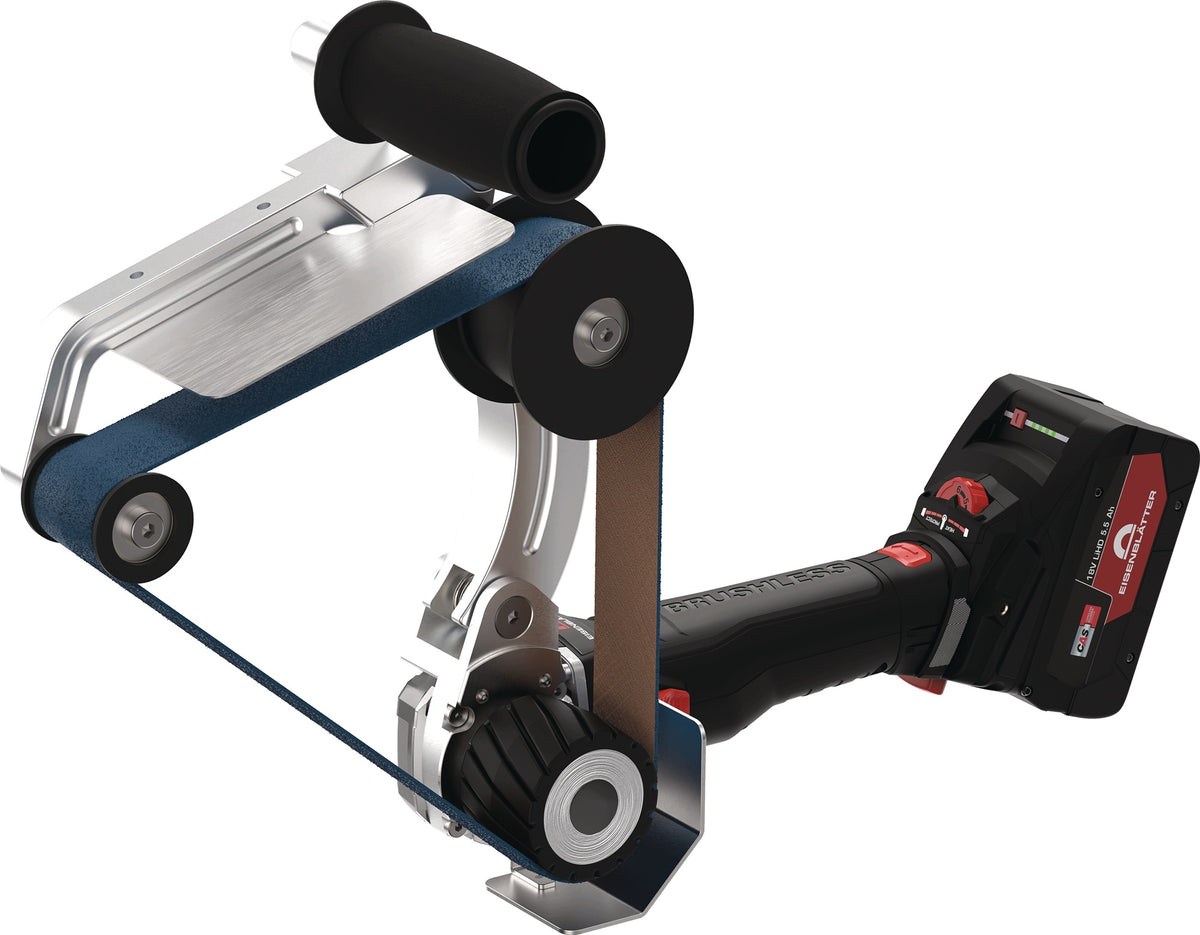 EISENBLÄTTER TOPRAIL Akku-Rohrbandschleifer 18 V 5,5 Ah – für Rohre Ø 25–130 mm