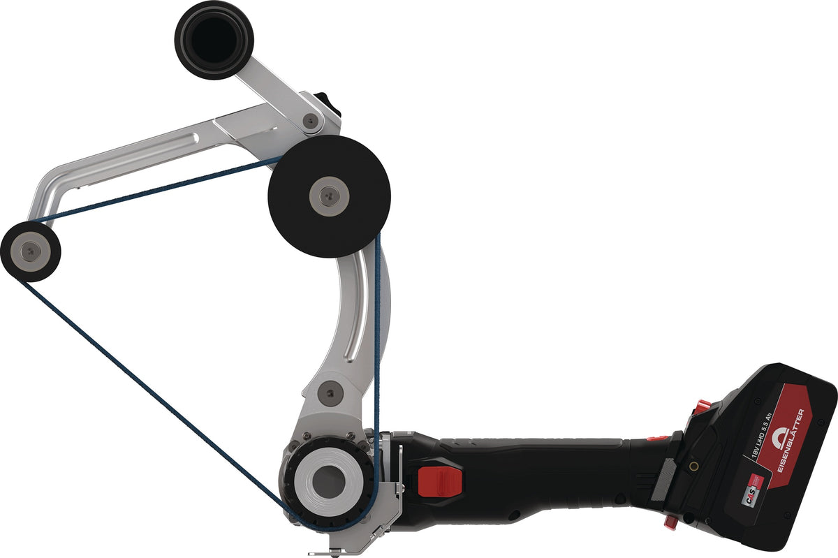 EISENBLÄTTER TOPRAIL Akku-Rohrbandschleifer 18 V 5,5 Ah – für Rohre Ø 25–130 mm
