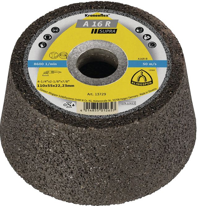 KLINGSPOR Schleiftopf C16 R 110/55 mm – Stein & Beton, Bohrung 22,23 mm