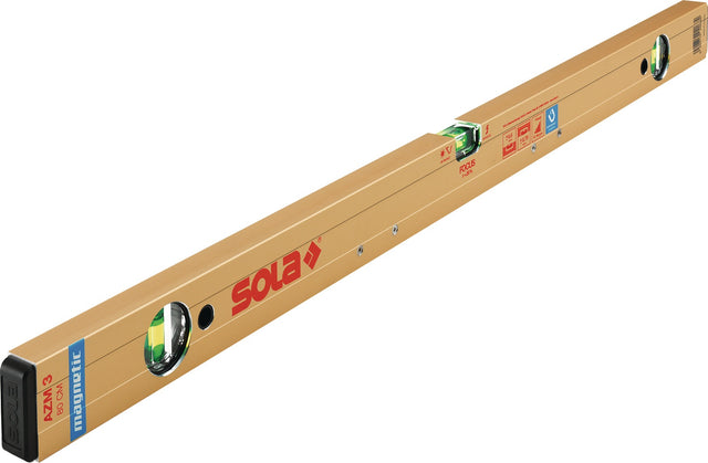 SOLA Wasserwaage AZM 3 80 cm – Magnetische Aluminium-Wasserwaage mit FOCUS-Libellen und 0,5 mm/m Genauigkeit