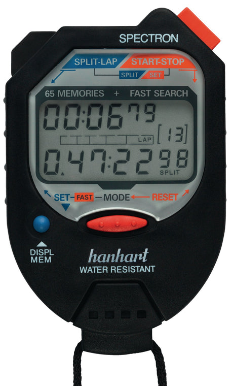 HANHART Stoppuhr Spectron 1/100 Min. & 1/100 Sek. digital – 65 Speicher, wassergeschützt