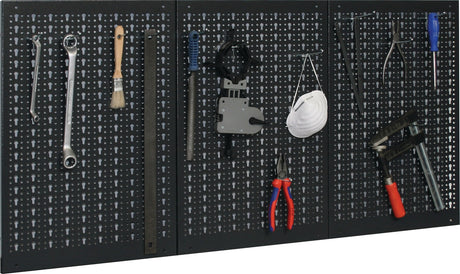 Küpper Lochwand-Set 1200 x 600 mm mit 12 Standardhaken – Stahlblech, Pulverbeschichtet, Anthrazit