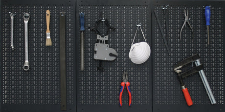 Küpper Lochwand-Set 1200 x 600 mm mit 12 Standardhaken – Stahlblech, Pulverbeschichtet, Anthrazit