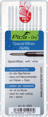 Pica-Dry Minenset 10x weiß wasserstrahlfest – Ersatzminen für Pica-Marker