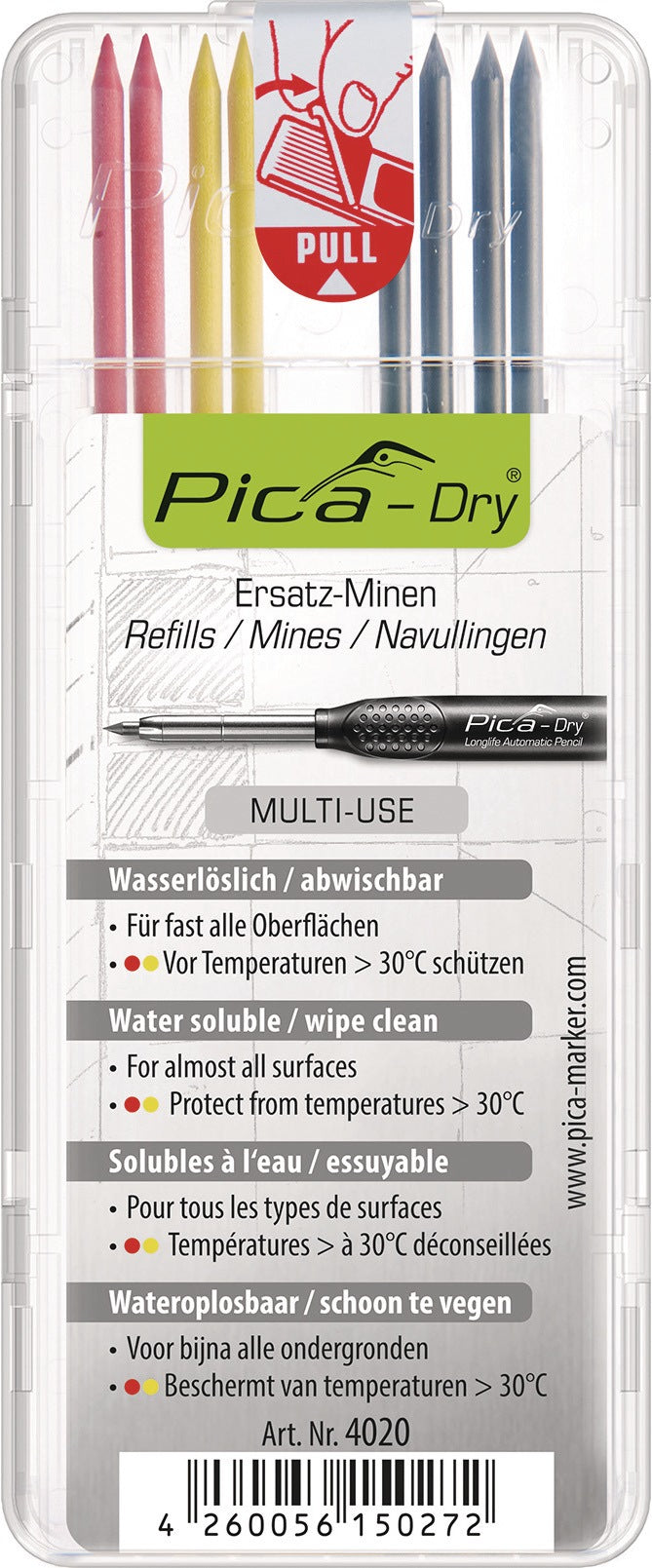 Pica-Dry Minenset 10x weiß wasserstrahlfest – Ersatzminen für Pica-Marker