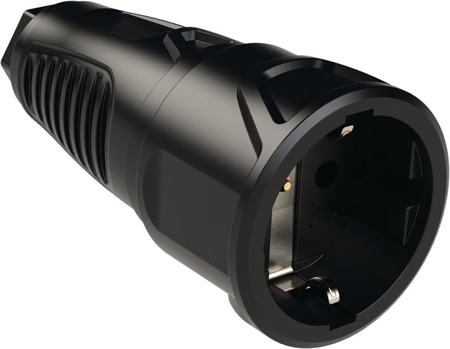 Schutzkontaktkupplung 10-/16 A 250 V schwarz IP20 Vollgummi von JÄGER DIREKT – robust und sicher