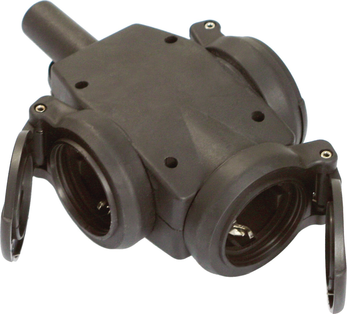 WEINGÄRTNER Schutzkontaktkupplung 10-/16 A 230 V schwarz IP44 Vollgummi – 3-fach