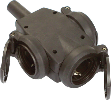 WEINGÄRTNER Schutzkontaktkupplung 10-/16 A 230 V schwarz IP44 Vollgummi – 3-fach