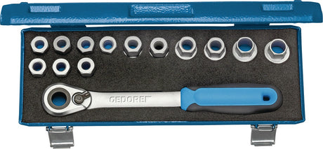 GEDORE Steckschlüsselsatz 19 SKU-20 14-teilig 1/2 Zoll SW 10-24 mm 60 Zähne 6-Kant