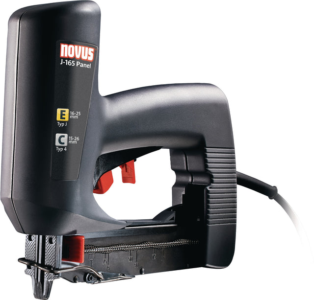 NOVUS Elektrotacker J 165 Panel C 4/E – Rückschlagarmer Paneeltacker für Vertäfelungen, 15-26 mm