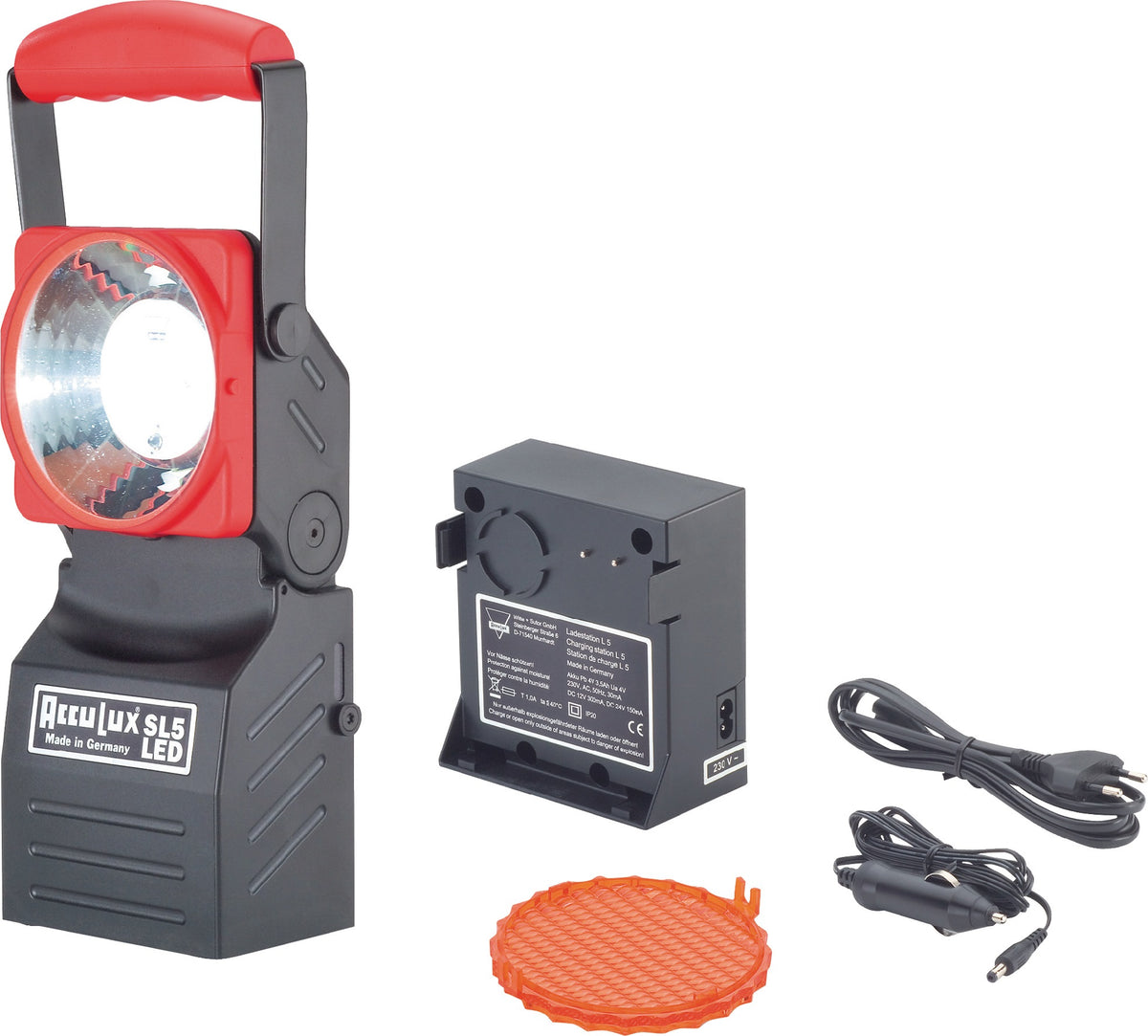 AccuLux SL5 LED Arbeits- und Notstromleuchte Set 3 W, IP54, 5 h Leuchtdauer, inkl. Ladestation