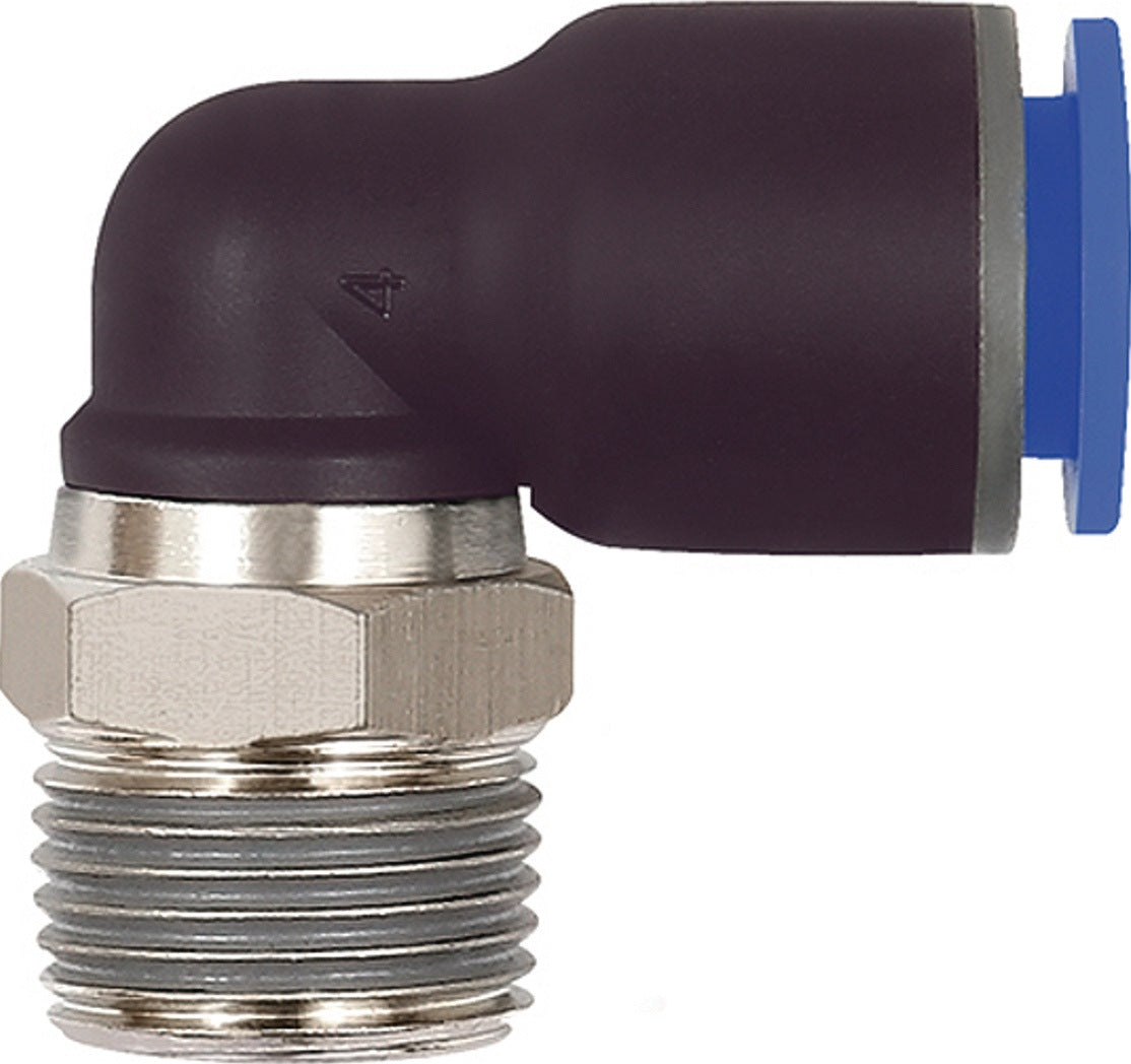 RIEGLER L-Steckverschraubung Blaue Serie R 1/8 Zoll drehbar für 4 mm Schlauch