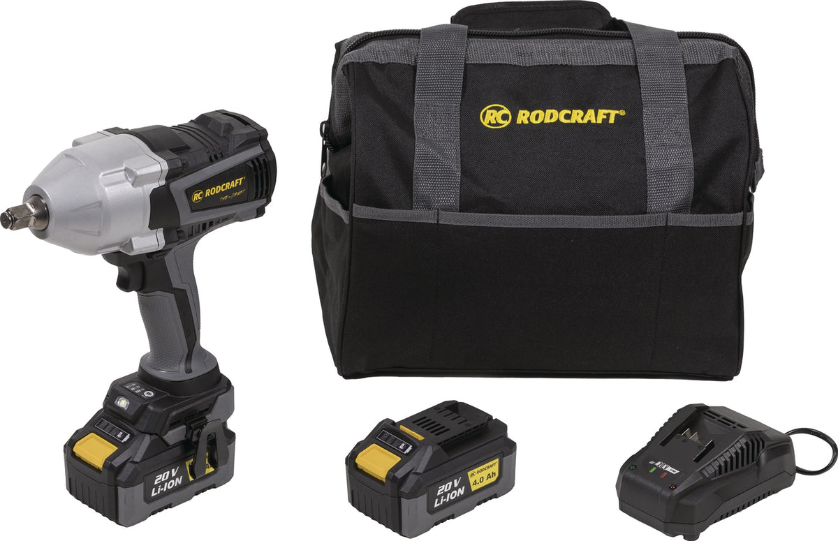 RODCRAFT Akku-Schlagschrauber RC 9077 K4 20V 2Ah 1100 Nm – bürstenloser Motor, kompakt