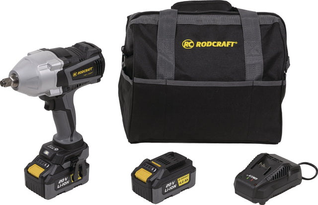 RODCRAFT Akku-Schlagschrauber RC 9077 K4 20V 2Ah 1100 Nm – bürstenloser Motor, kompakt