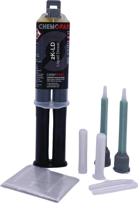 CHEMOFAST 2K Liquid Dowel Reparaturmasse 25 ml – Schnellhärtender Flüssigdübel für Beton, Mauerwerk & Holz