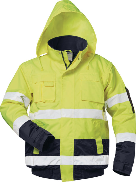 SAFESTYLE Warnschutz-Pilotjacke HASSO Gr. M fluoreszierend gelb/marine – abnehmbare Ärmel & wasserdicht