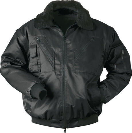 Pilotjacke RONDANE 4-in-1 Gr.M schwarz NORWAY – abnehmbarer Kragen, Webpelz-Futter, wasserabweisend