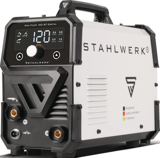 STAHLWERK Fülldrahtschweißgerät Mini FLUX 120 ST Digital mit Zubehör 20-120 A