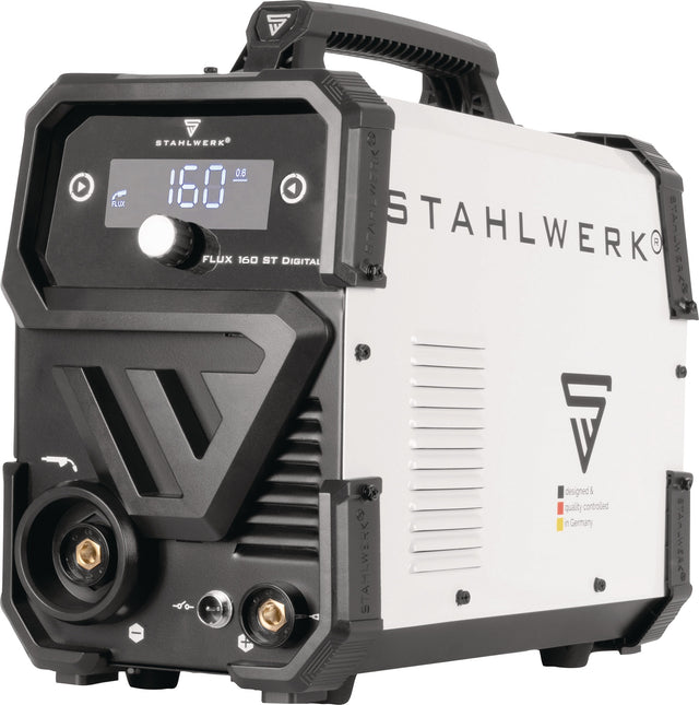 STAHLWERK Fülldrahtschweißgerät FLUX 160 ST Digital – 20-160 A, synergischer Drahtvorschub, IGBT, gasgekühlt