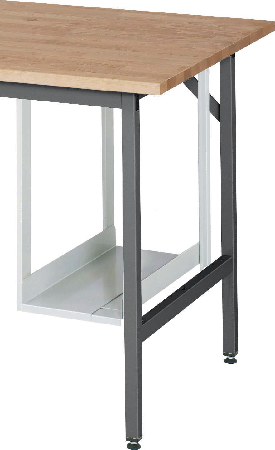 PC-Halter H500xB150-230mm lichtgrau RAL 7035 Stahlblech von RAU – zur Nachrüstung an Werktischen