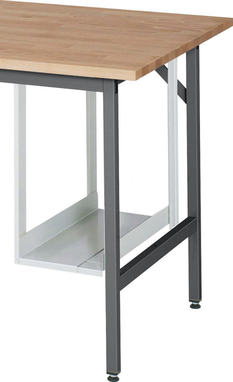 PC-Halter H500xB150-230mm lichtgrau RAL 7035 Stahlblech von RAU – zur Nachrüstung an Werktischen