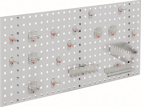 RASTERPLAN Lochplatte B450xL1000mm lichtgrau RAL 7035 18 tlg. – Stahlblech, 38 mm Lochabstand