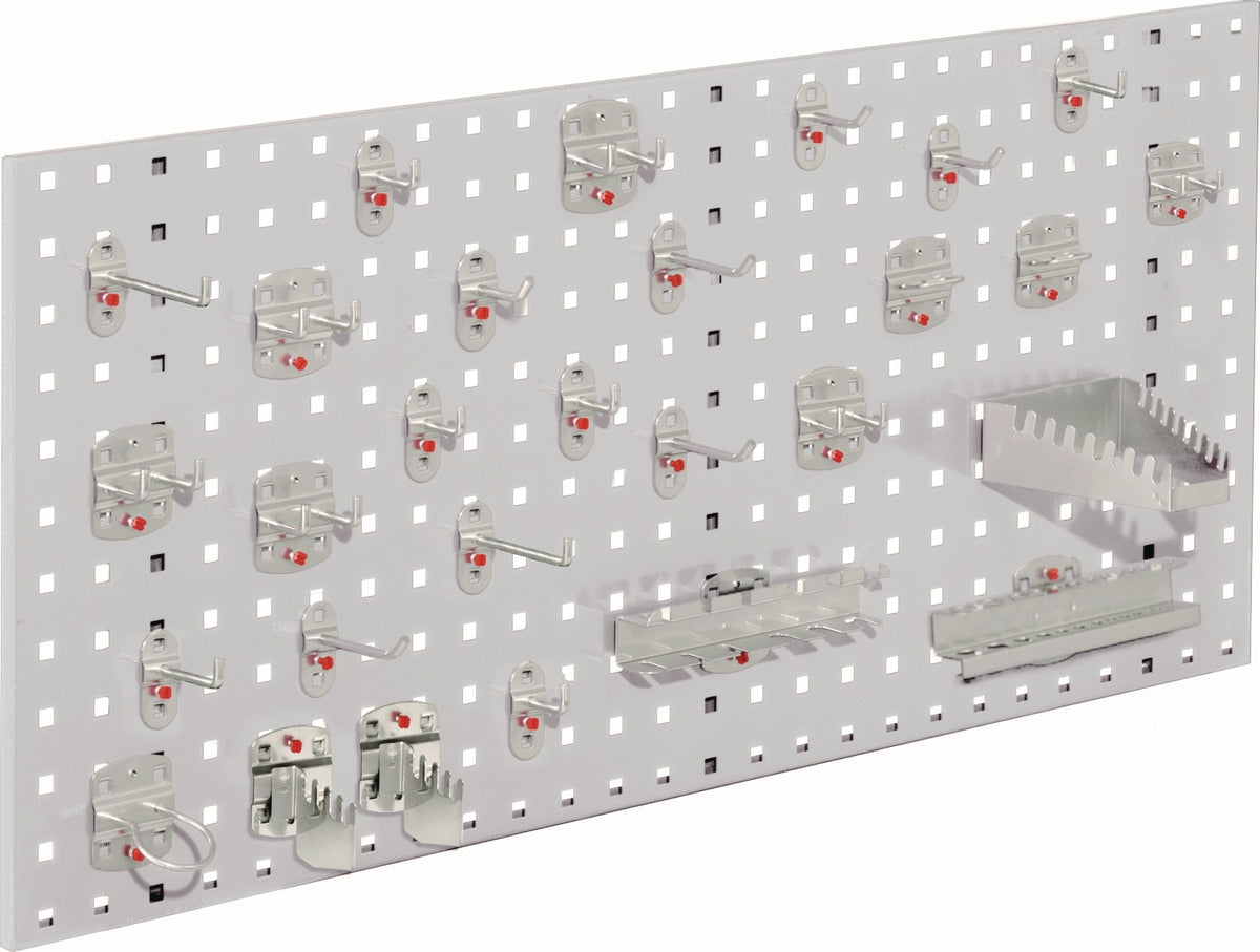 RASTERPLAN Lochplatte 450x1000 mm lichtgrau RAL 7035, 28-teilig, 38 mm Lochabstand
