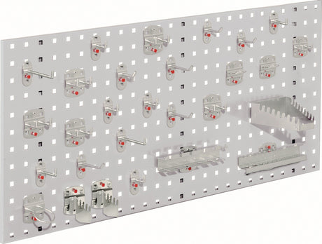 RASTERPLAN Lochplatte 450x1000 mm lichtgrau RAL 7035, 28-teilig, 38 mm Lochabstand