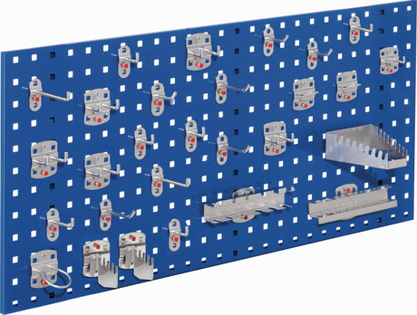 RASTERPLAN Lochplatte 450x1000 mm enzianblau RAL 5010, 28-teilig, Stahlblech
