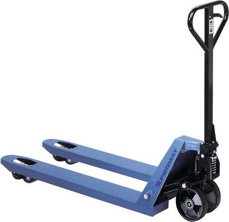 PROMAT Gabelhubwagen 2500 kg, Gabellänge 1150 mm, taubenblau – für Europaletten