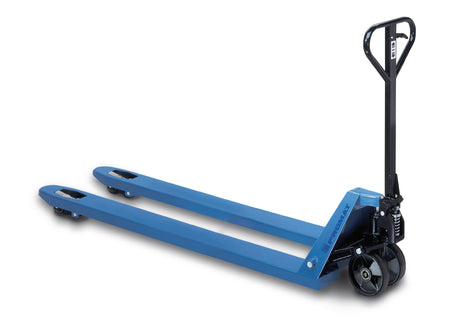 PROMAT Gabelhubwagen 2500 kg, Gabellänge 1150 mm, taubenblau – für Europaletten