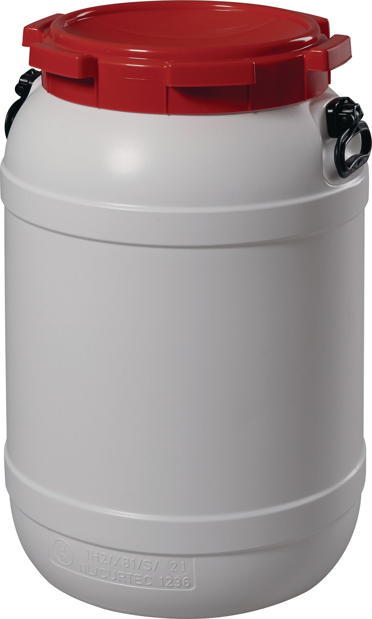 CurTec Weithalsfass 6,0 l PE weiß mit rotem Deckel – UN-X-zertifiziert, luft- und wasserdicht