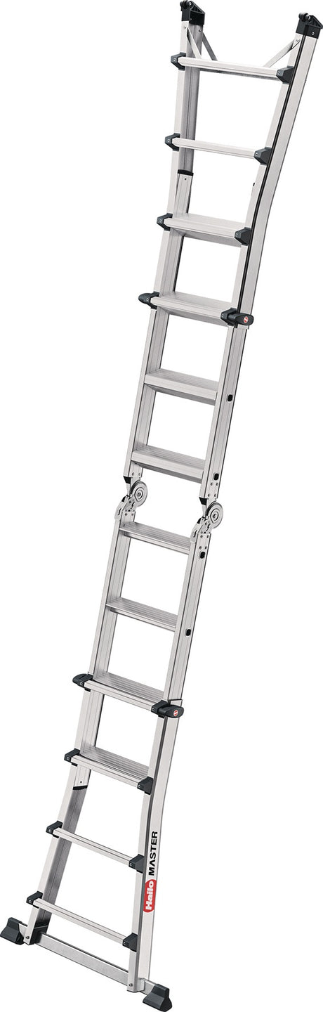HAILO Vielzweckleiter Master M100 Aluminium Sprossen 4x4 – 150 kg belastbar, 4-fach verstellbar