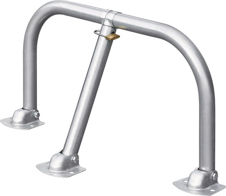 Urbanus Sperrbügel Höhe 455 mm silber Ø 48 mm mit Vorhangschloss – kippbar, feuerverzinkt