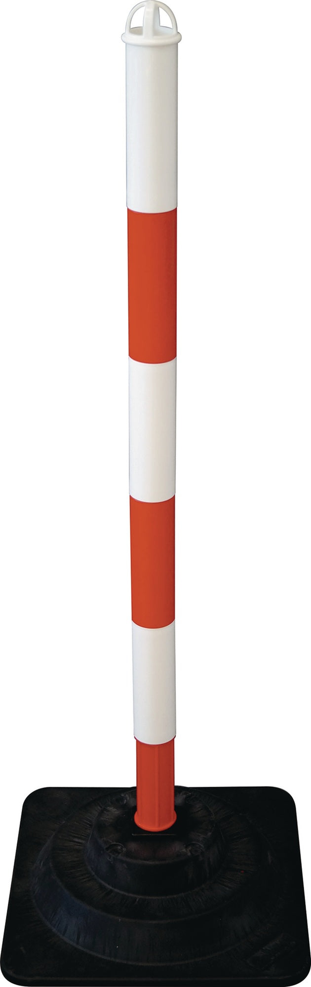 TEMKA Sperrpfosten PE/PVC rot/weiß Ø 40 mm – Pfostenkopf mit 4 Kettenaufnahmen