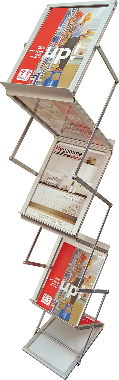 Twinco Solution Prospektständer Aluminium silber zusammenklappbar 6 Fächer A4