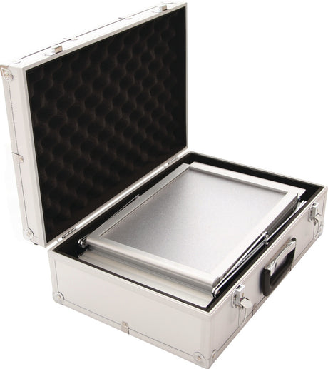 Twinco Prospektständer Aluminium silber 6 Fächer A4 mit Transportkoffer H1450xB270xT360mm