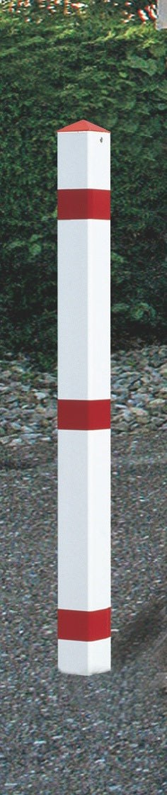 URBANUS Sperrpfosten STA rot-weiß mit Bodenhülse & Spitzkappe – 900 mm
