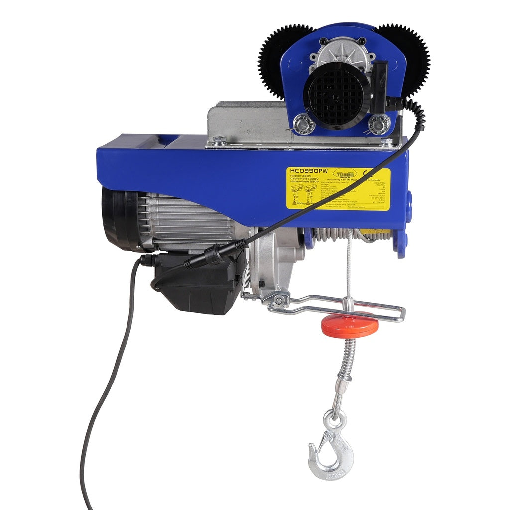 TORSO 999 kg Elektrischer Seilzug mit Funkfernbedienung – Kraftvoll & Vielseitig 500 / 230V - Elektrische Seilwinde – HC0990PW