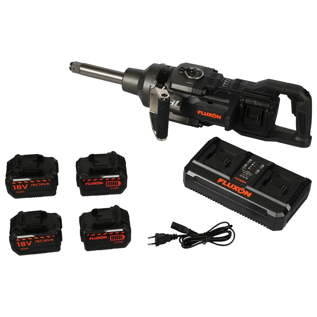 Fluxon Akku-Schlagschrauber 1" 4000 Nm Set 4×8 Ah + Doppellader –  IWC10N30B2