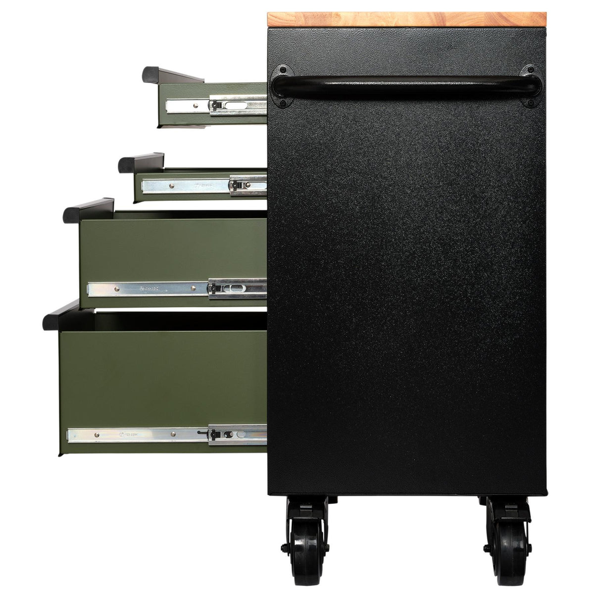 BUNKER Profi Werkbank 41 Zoll, 104 cm - Grün - Werkbank mit Schubladen - 7 - Werkbank mit Rollen - D08221