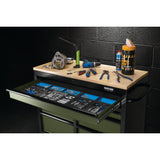 BUNKER Profi Werkbank 41 Zoll, 104 cm - Grün - Werkbank mit Schubladen - 7 - Werkbank mit Rollen - D08221