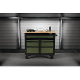 BUNKER Profi Werkbank 41 Zoll, 104 cm - Grün - Werkbank mit Schubladen - 7 - Werkbank mit Rollen - D08221